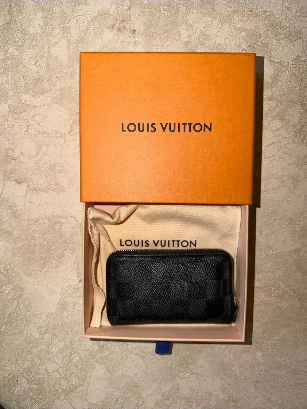 Louis Vuitton Damier Graphite Zippy Coin Purse Black Gray Wallet with Box
